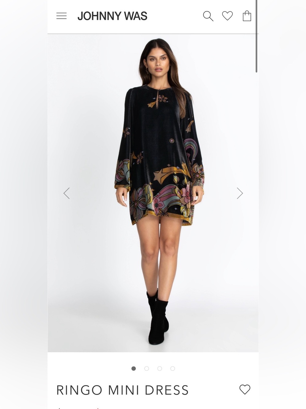 Johnny Was Jade Ringo velvet mini dress - sold out! Size S